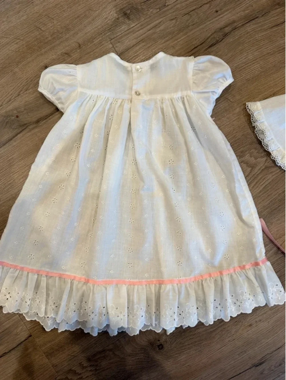 Vintage White Dress and Bonnet Size 0-3 Months